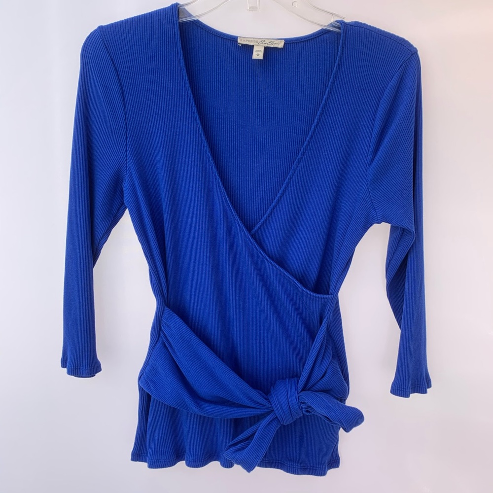 Cobalt Blue Tie Front Top
